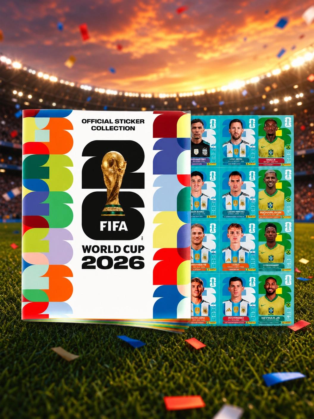 Álbum da Copa 2026 com figurinhas